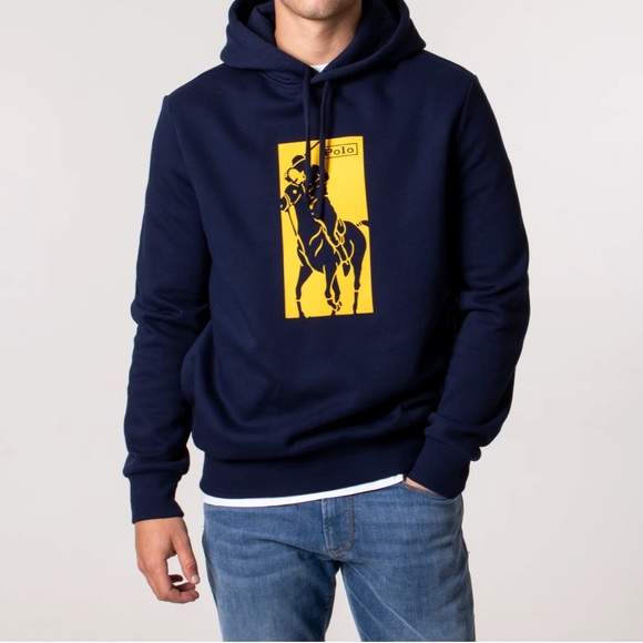Polo Ralph Lauren Other - Polo Ralph Lauren Polo Player Block Graphic Hoodie Sweater Men Size L Preppy